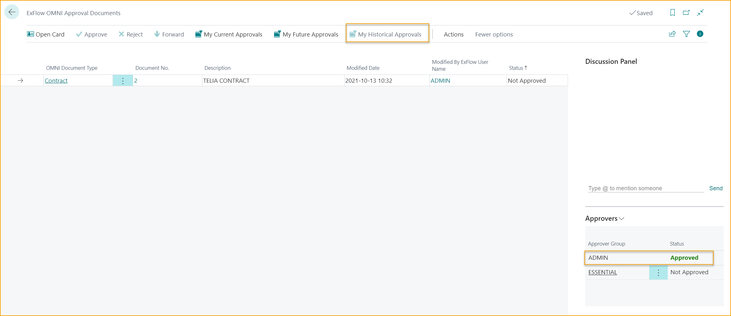 ExFlow OMNI Approval Documents - My Historical Approvals