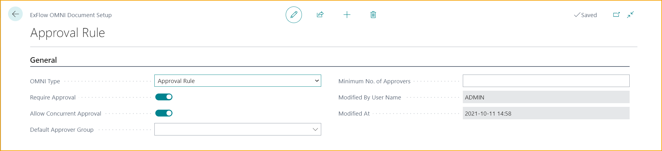 ExFlow OMNI Document Setup - Approval Rule