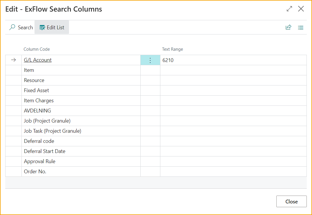 ExFlow Search Columns