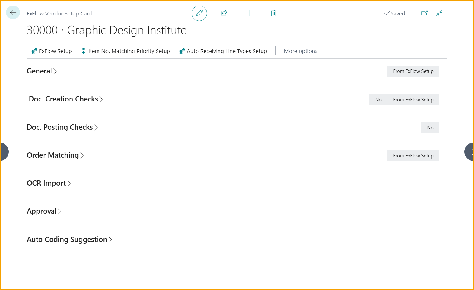 ExFlow Vendor Setup