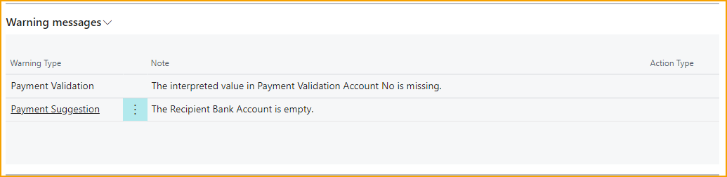ExFlow Import Journal - Warning messages for Payment Validation and Payment Suggestion