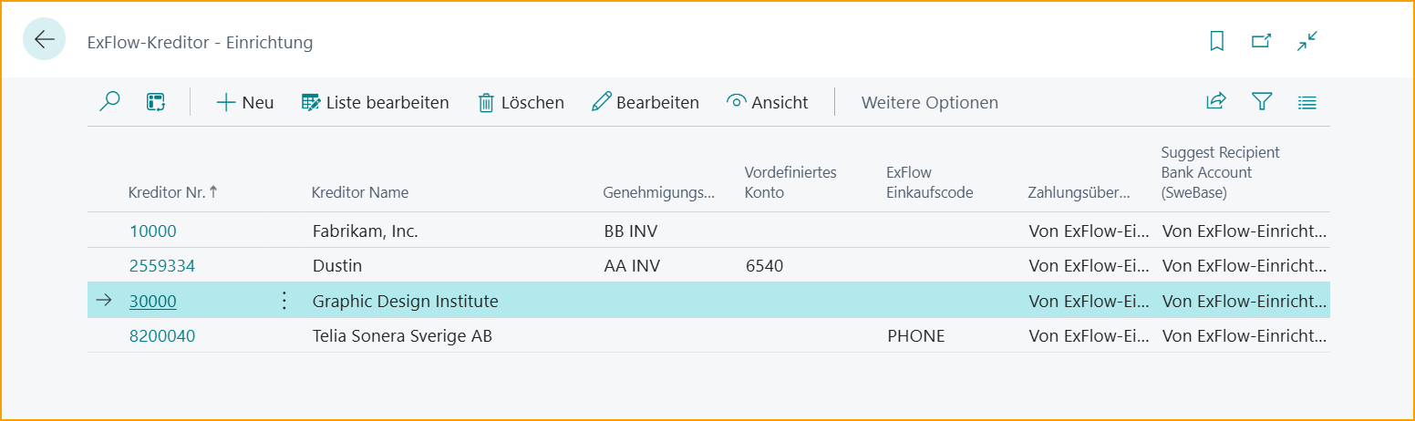 ExFlow Lieferanteneinrichtung