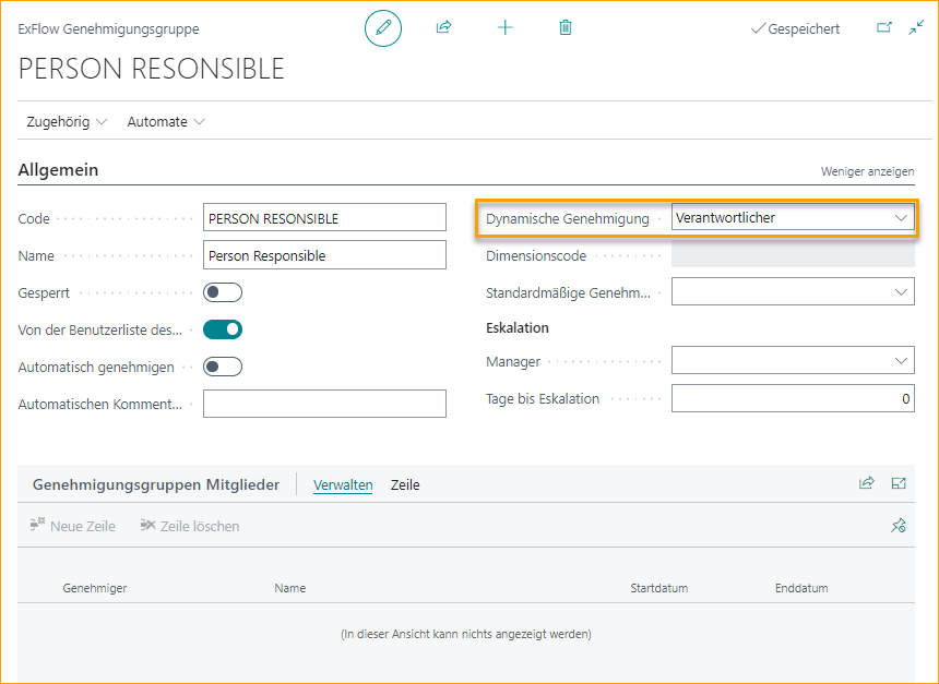 ExFlow Genehmigungsgruppe - Verantwortliche Person