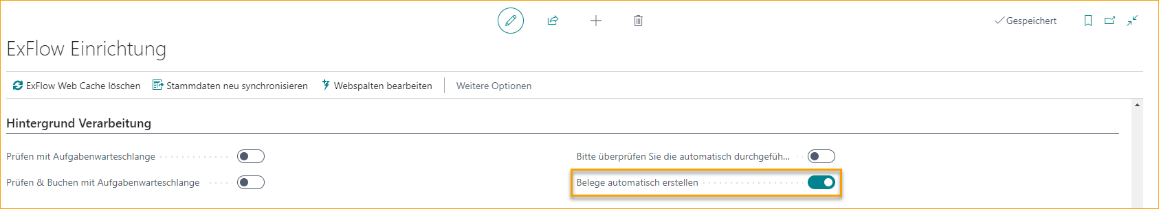 ExFlow Einrichtung - Hintergrundverarbeitung - Dokumente automatisch erstellen