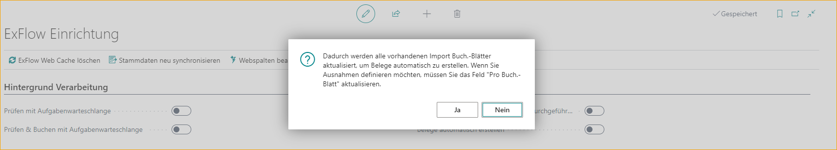 ExFlow Einrichtung - Hintergrundverarbeitung - Dokumente automatisch erstellen