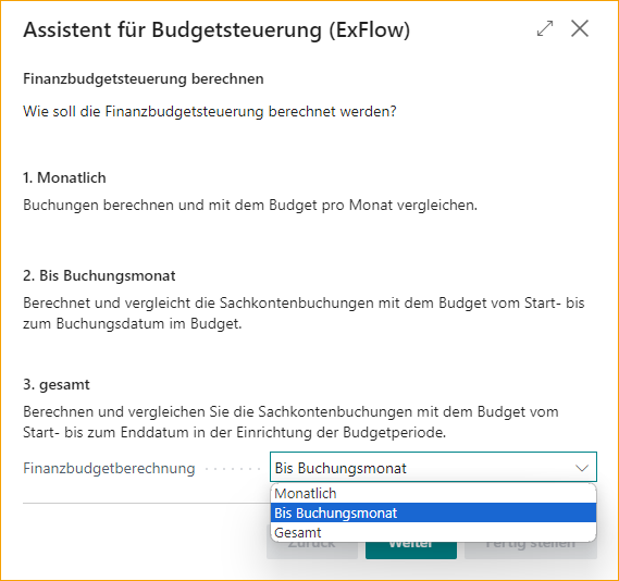 ExFlow Budget Control Wizard