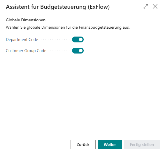 ExFlow Budget Control Wizard