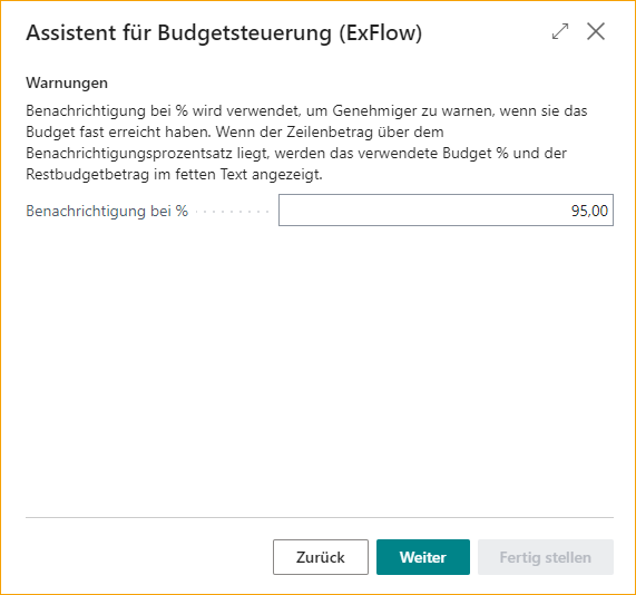 ExFlow Budget Control Wizard