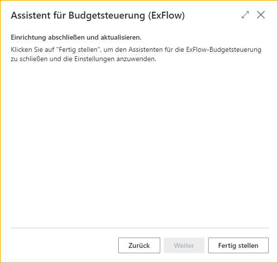 ExFlow Budget Control Wizard