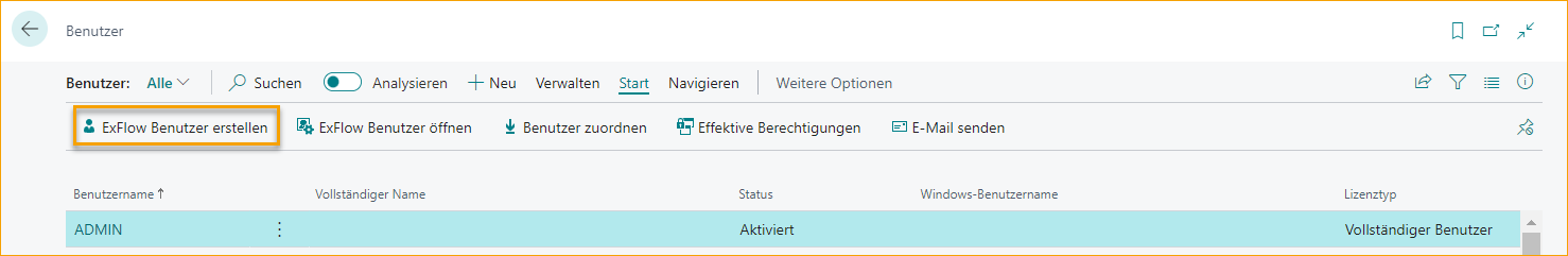Business Central-Benutzer