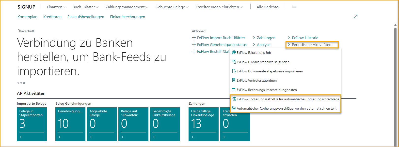 Periodische Aktivitäten - Automatische Kodierungsvorschläge