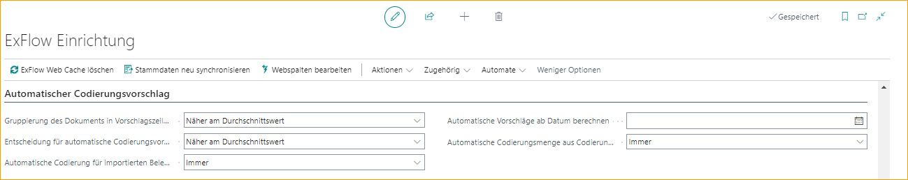 ExFlow Einrichtung - Automatischer Vorschlag