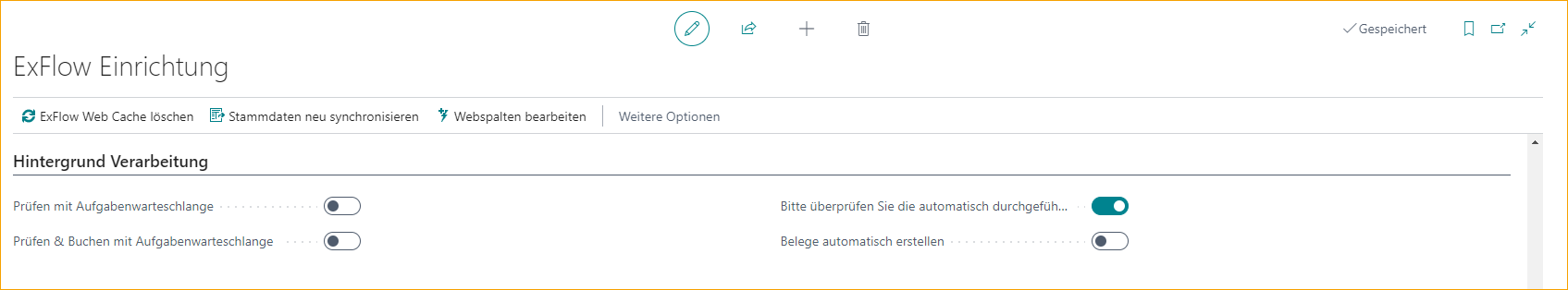 ExFlow Einrichtung - Hintergrundverarbeitung - Änderungen automatisch überprüfen