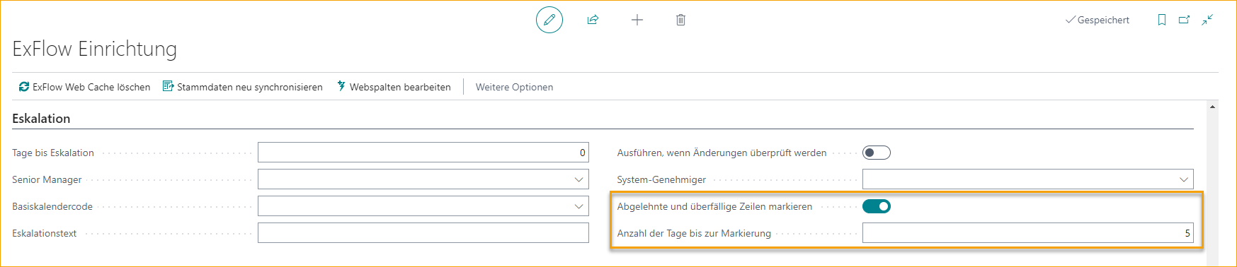 ExFlow Einrichtung - Eskalation