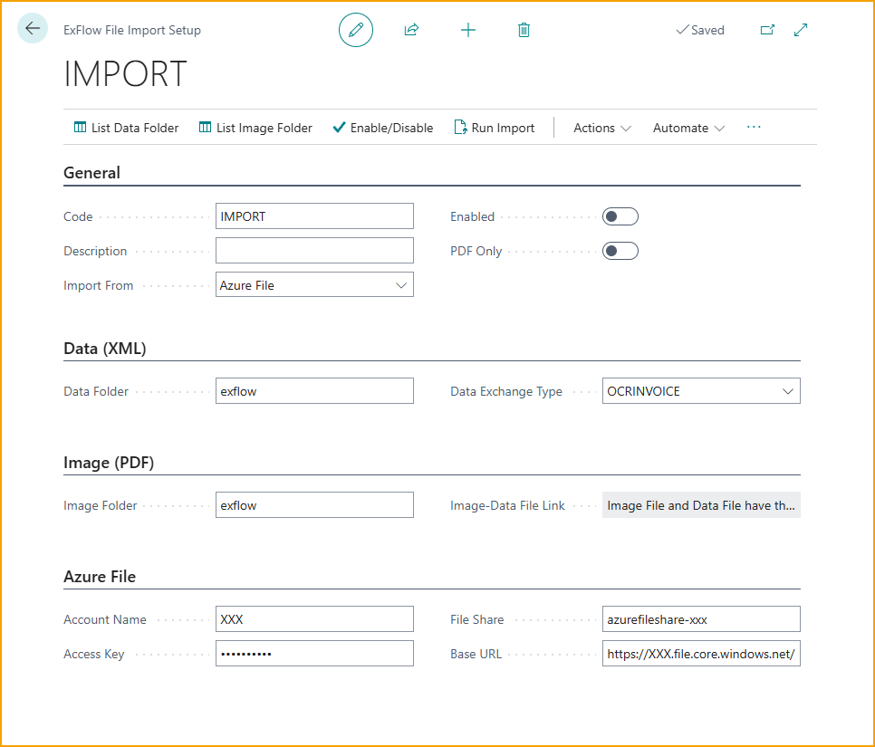ExFlow Dateiimport-Einrichtungen