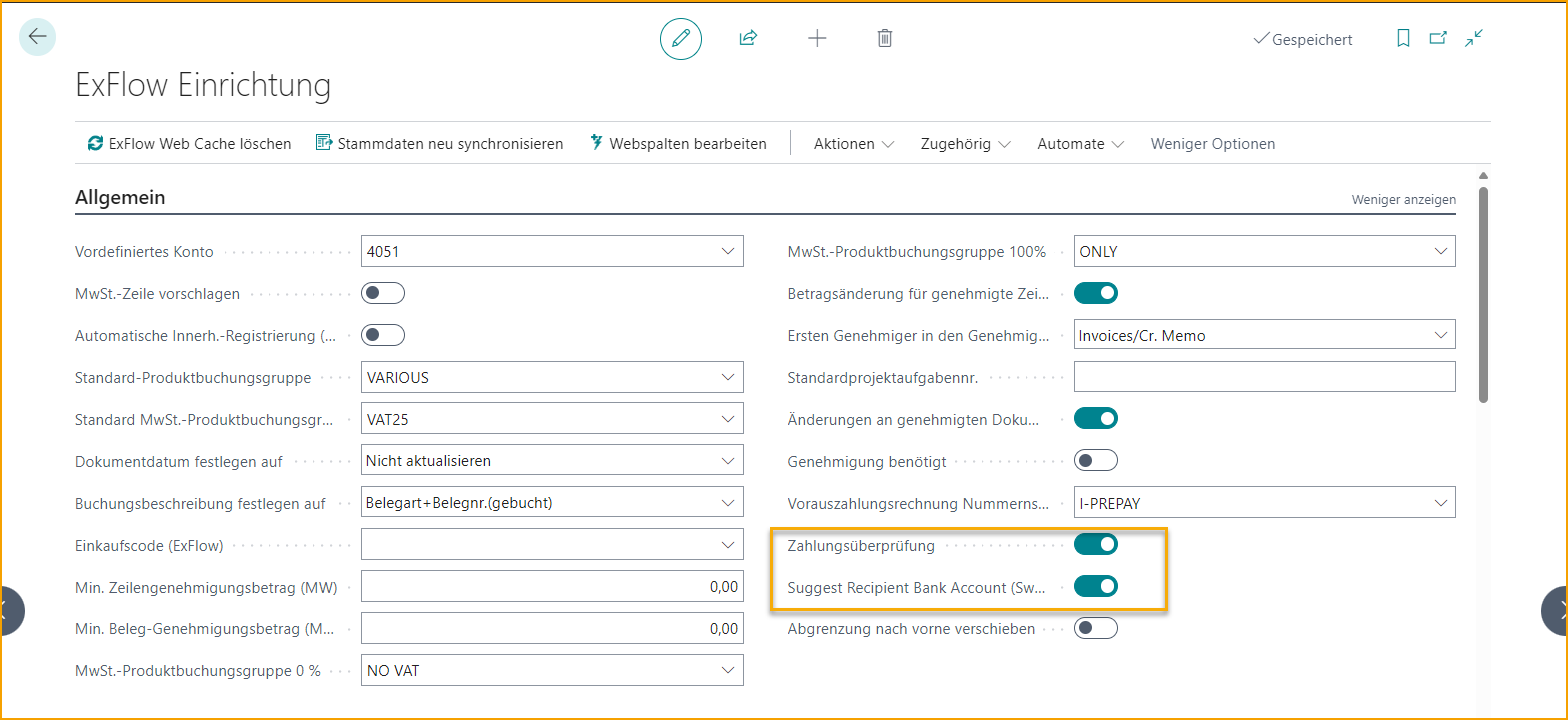 ExFlow Setup - Payment Validation and Suggest Recipient Bank Account