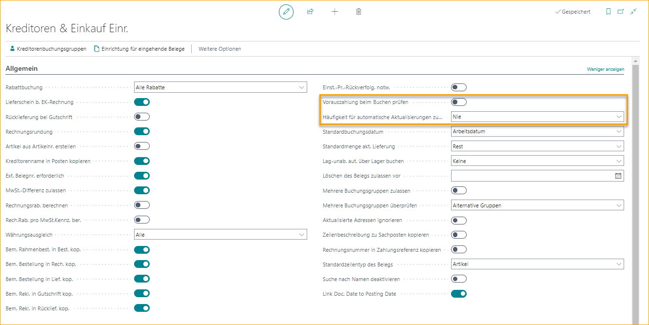 Purchases &amp; Payables Setup - General