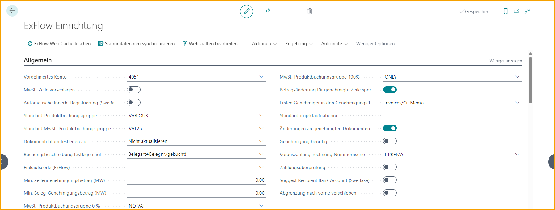 ExFlow Einrichtung