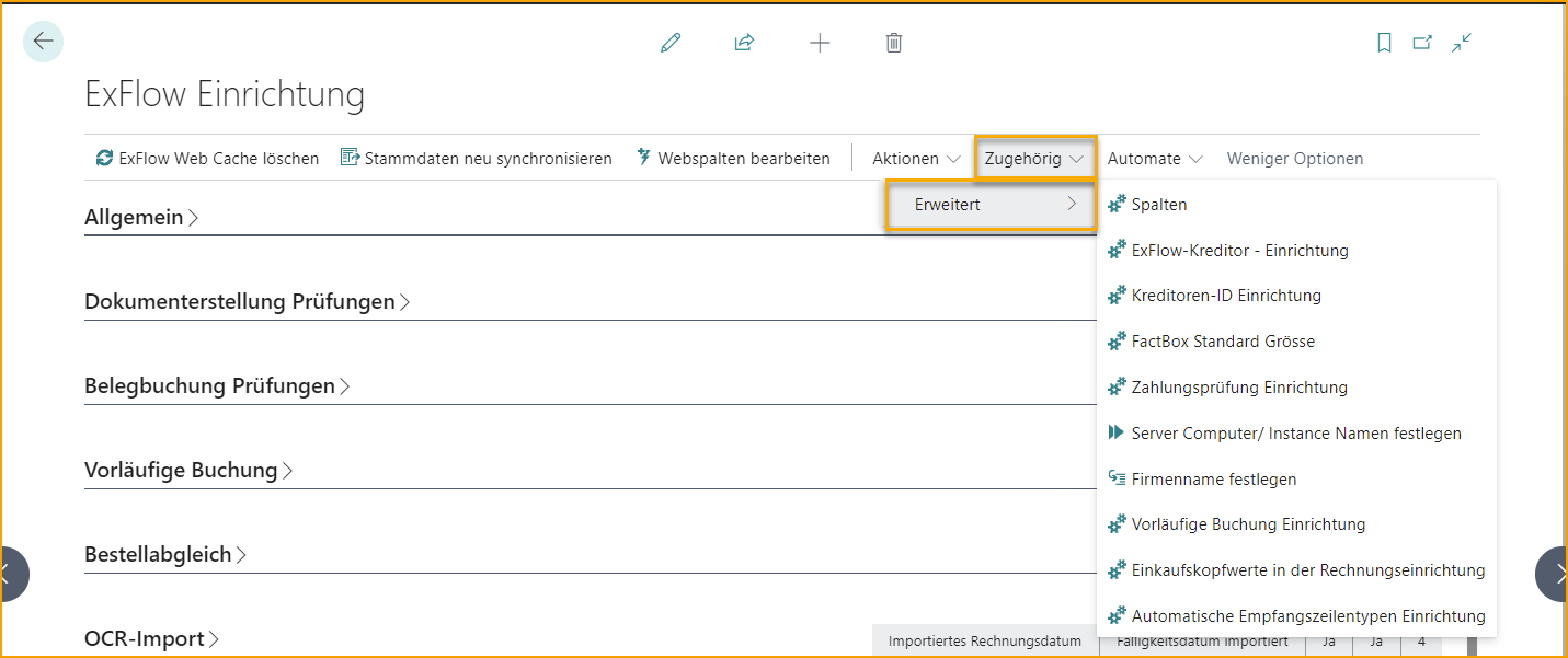 ExFlow Einrichtung