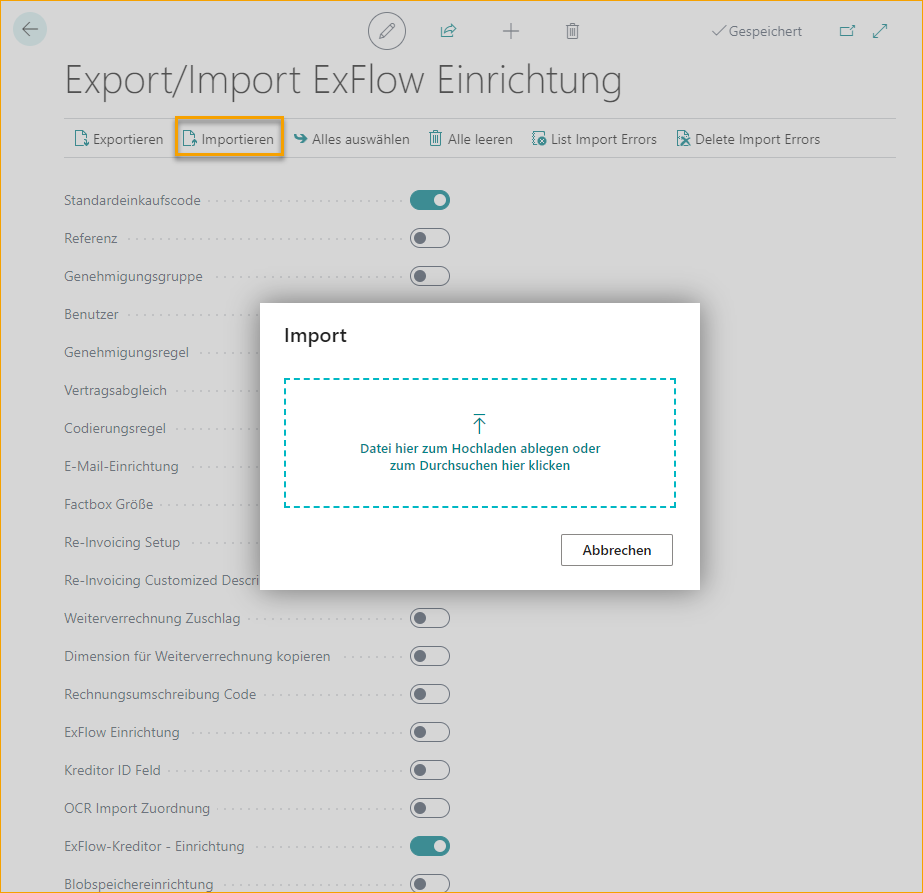 Export/Import Setup