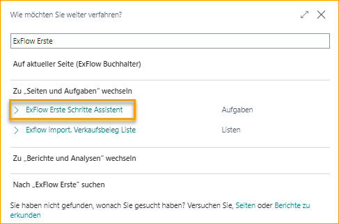 Erste Schritte Assistent