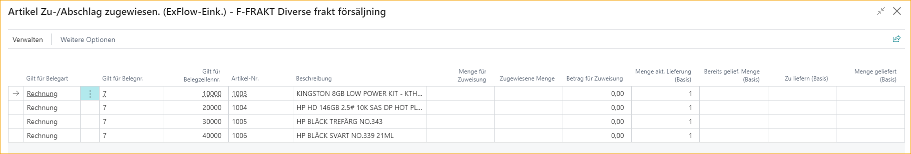 Artikelkostenverteilung (ExFlow Einkäufe)