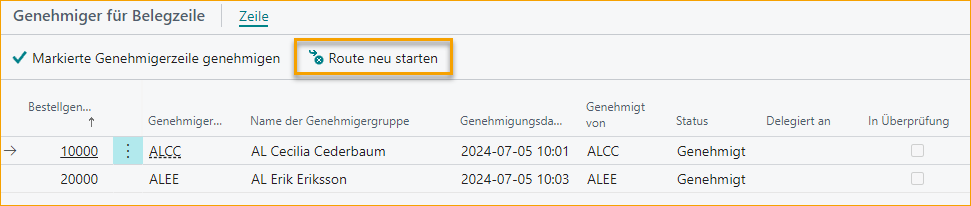 ExFlow Genehmigungsstatus - Dok.-Zeilen-Genehmiger