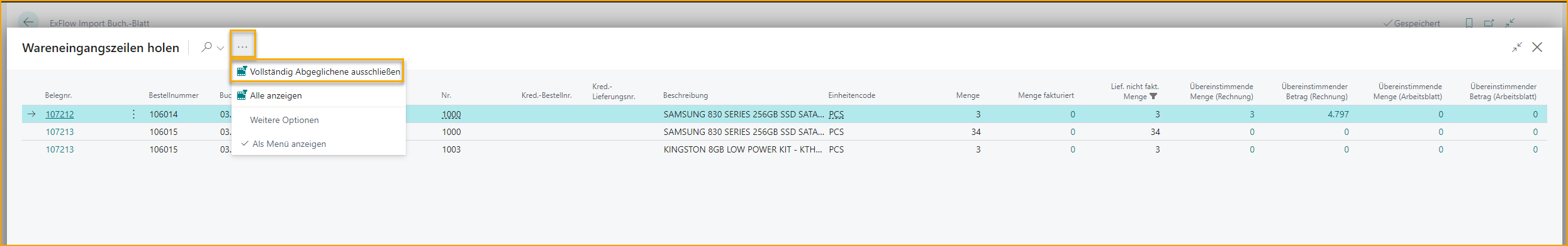 ExFlow Import Journal - Get Receipt Lines