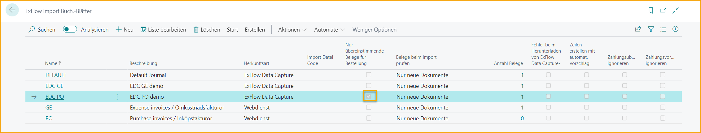 ExFlow Import Journals