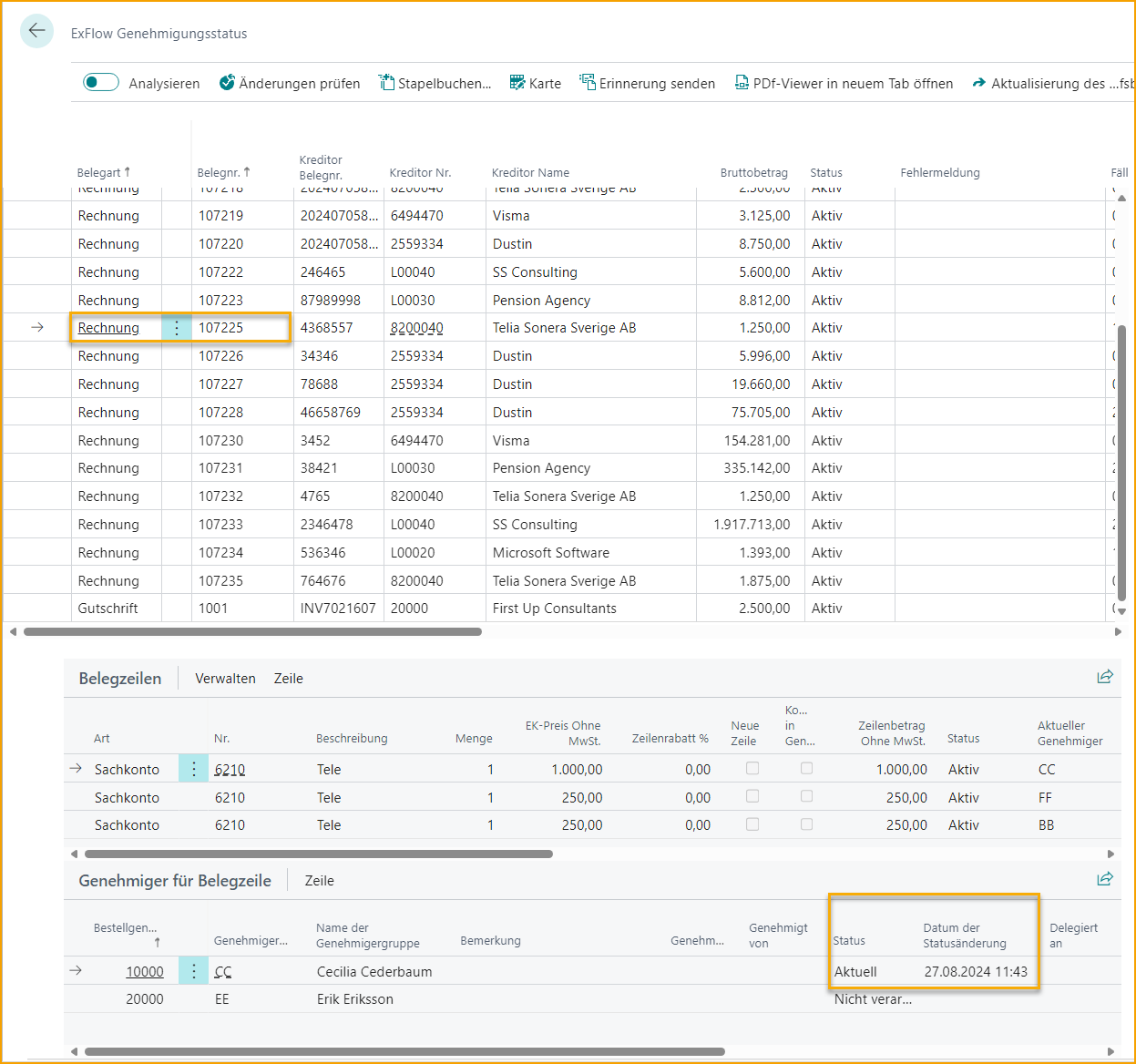 ExFlow Approval Status