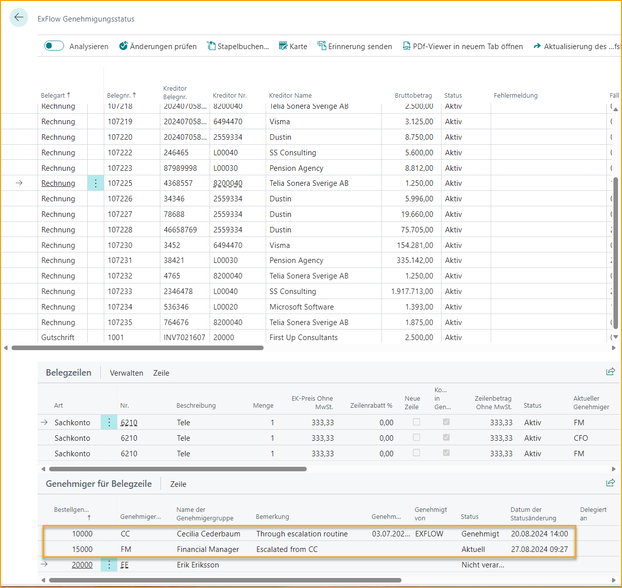 ExFlow Approval Status