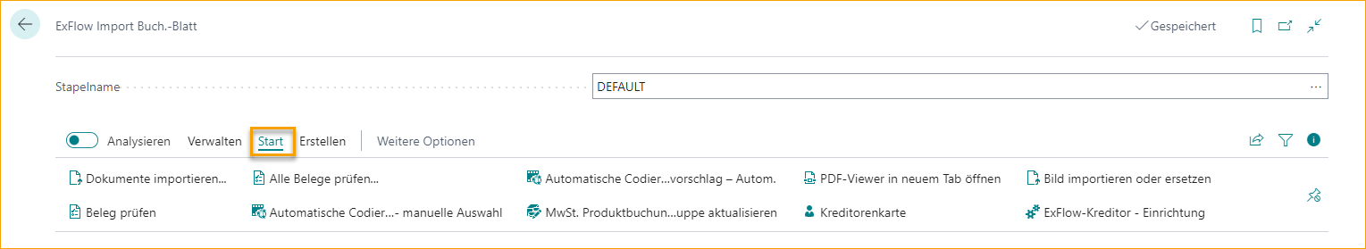 ExFlow Import Journal - Startseite