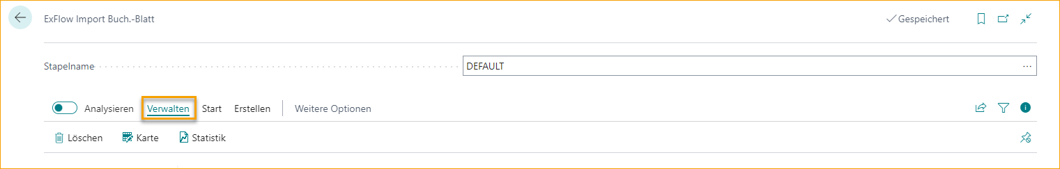 ExFlow Import Journal - Verwalten