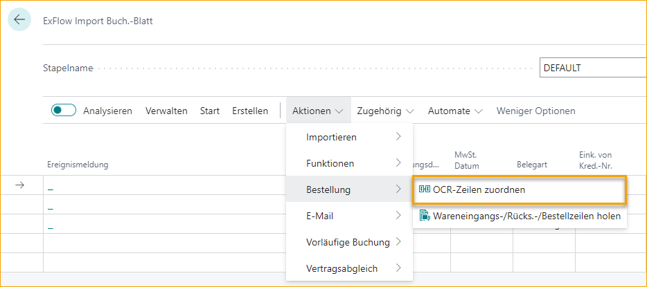 ExFlow Import Journal - Match OCR Lines