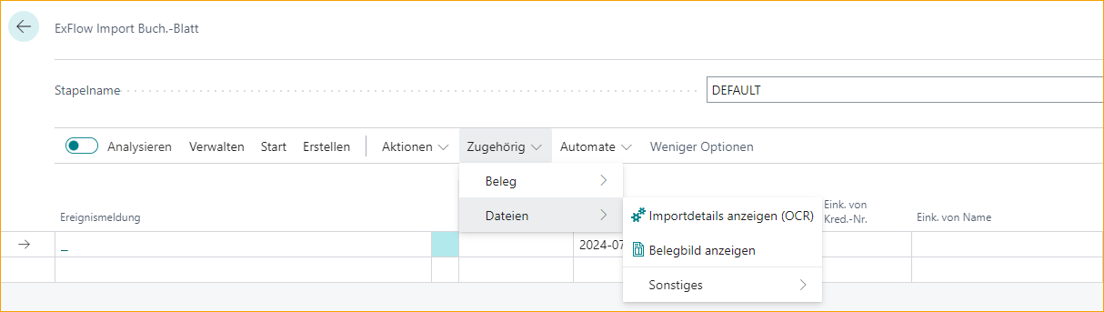 ExFlow Import Journal - Dateien