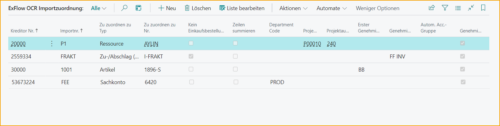 ExFlow OCR Import Mapping