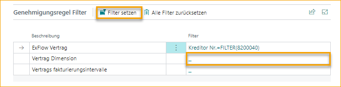 ExFlow OMNI Genehmigungsregel - Filterseite