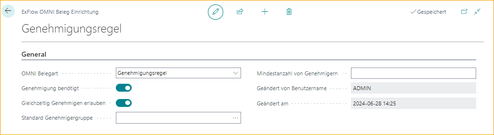 ExFlow OMNI Dokumenteneinrichtung - Genehmigungsregel