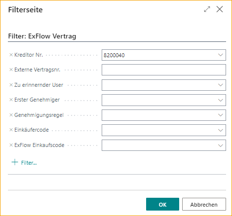 ExFlow OMNI Genehmigungsregel - Filterseite