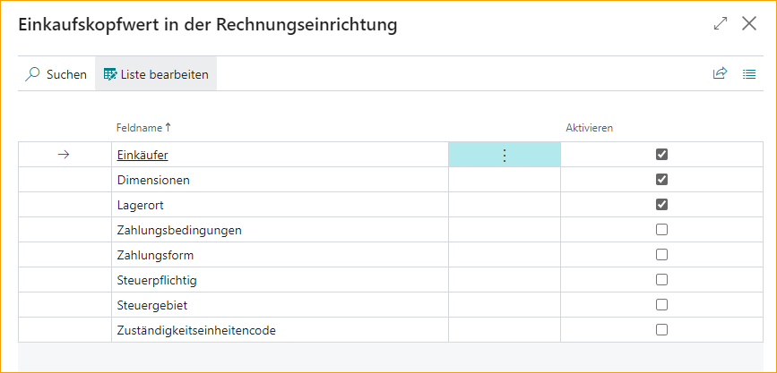 Kopieren von Bestellkopfwerten – Einrichtung CA - US