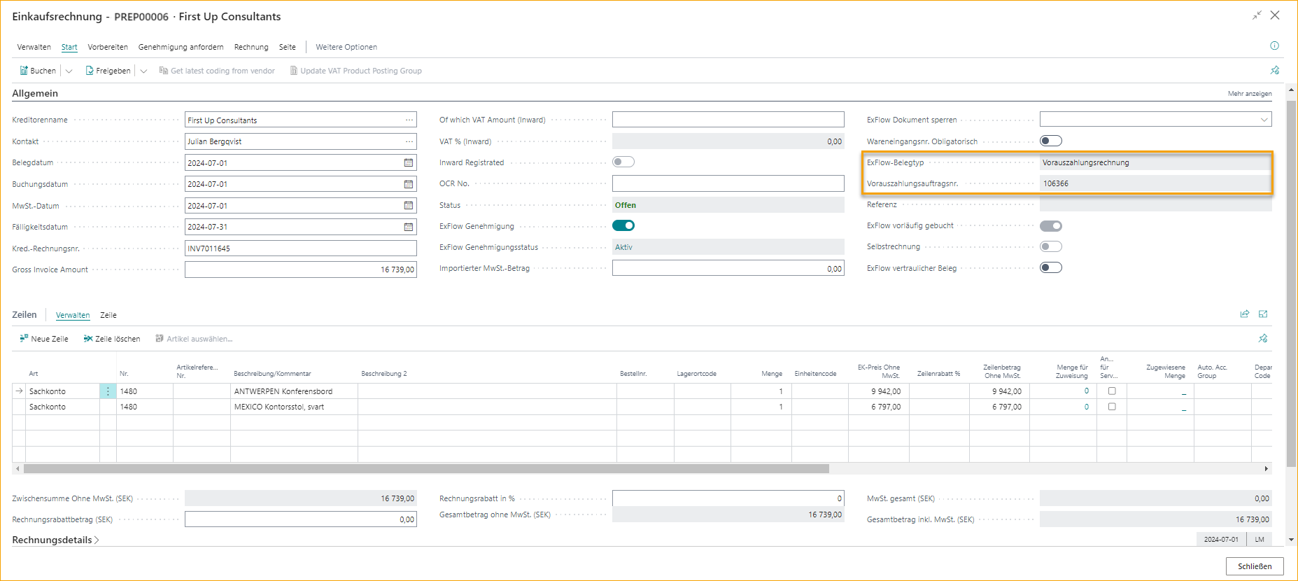 Purchase Invoice - Prepayment