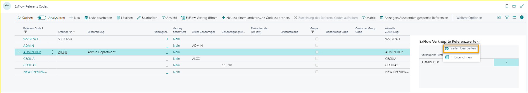 ExFlow Referenzcodes