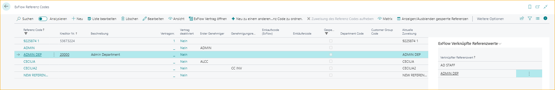 ExFlow Referenzcodes