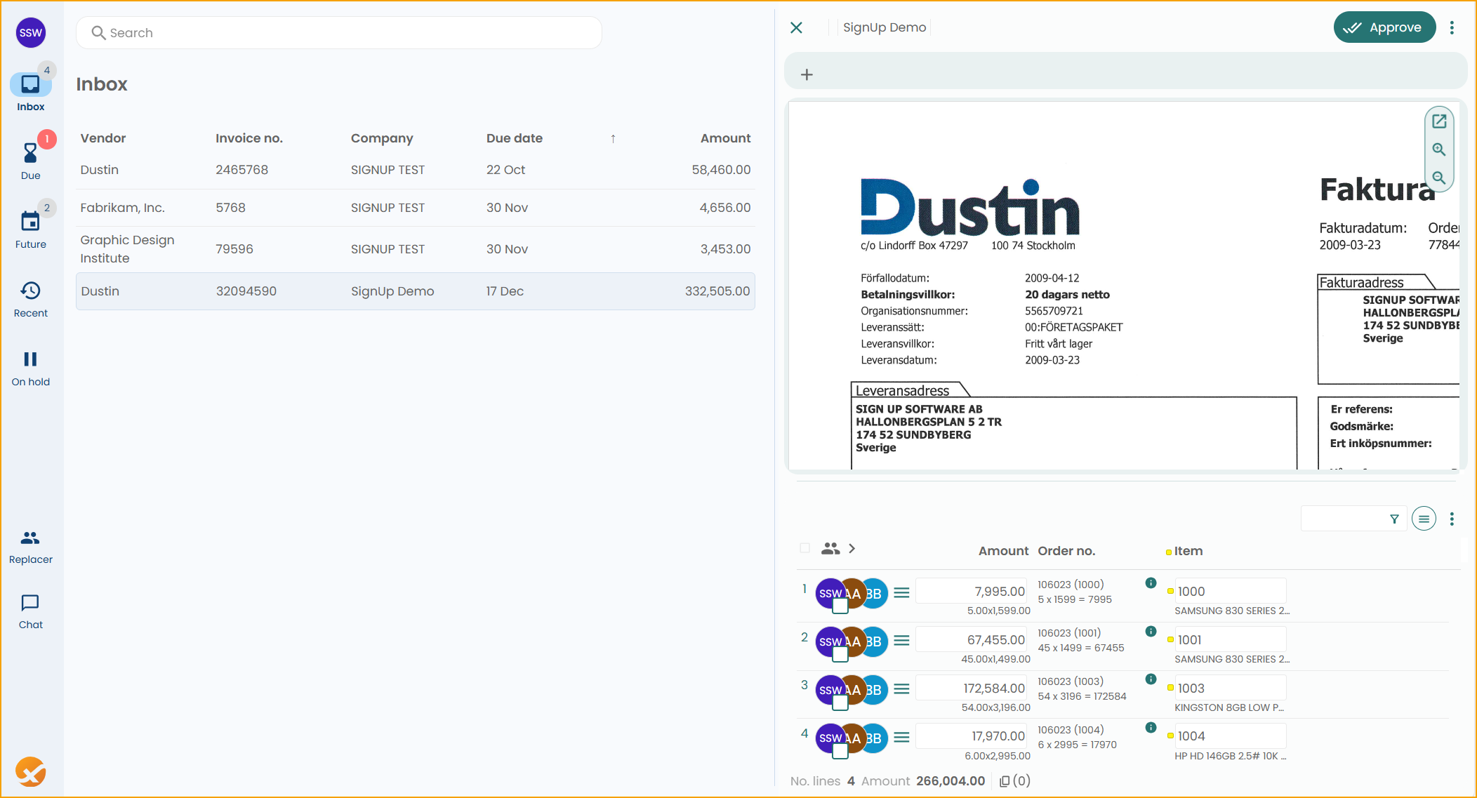 ExFlow Web - Posteingang
