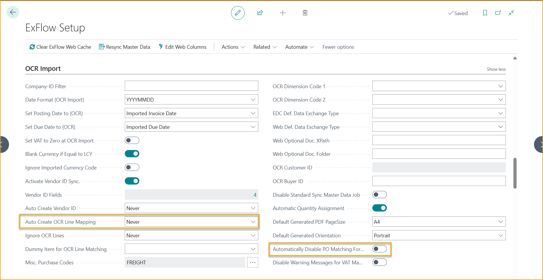 Configuración de Importación OCR de ExFlow