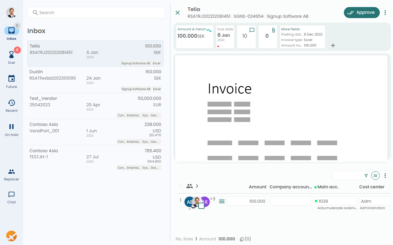 Invoice and Inbox